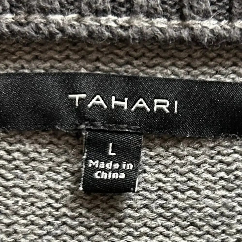 Tahari Men's 1/4 Quarter Zip Pullover Striped Mock Neck Knit Sweater, Size L